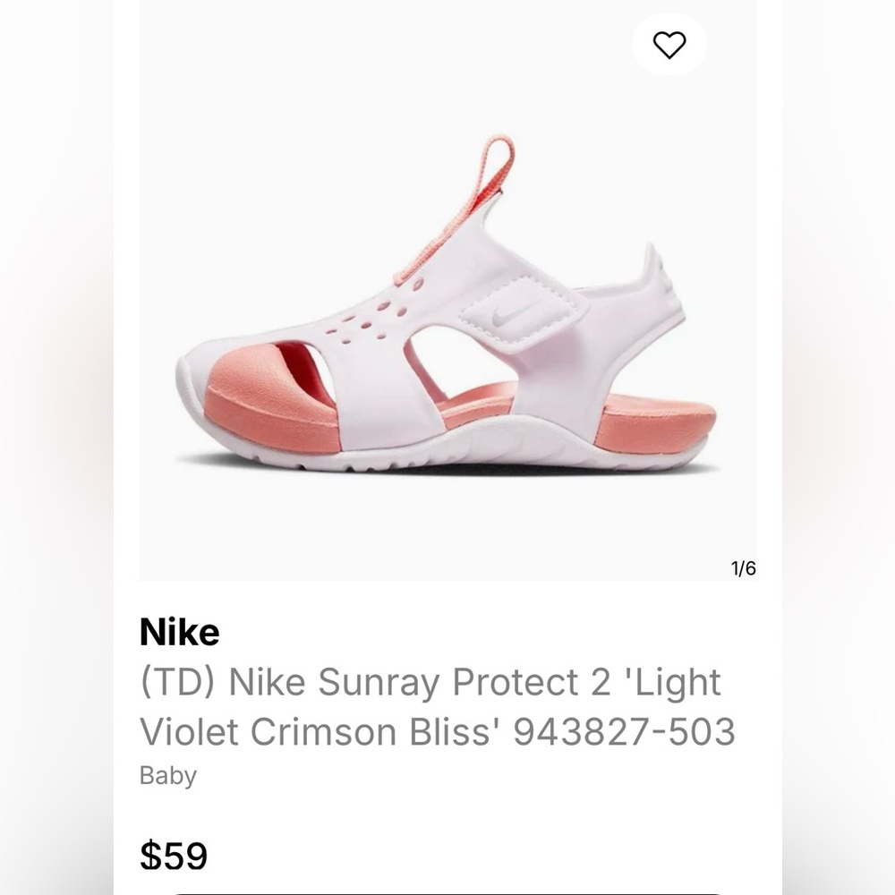 Nike Sunray Protect 2 in light violet, size 6C